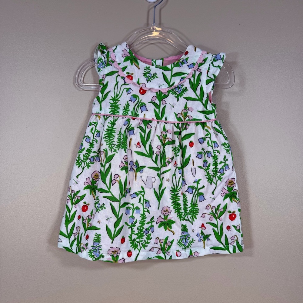 Baby Boden Green and White Floral Dress